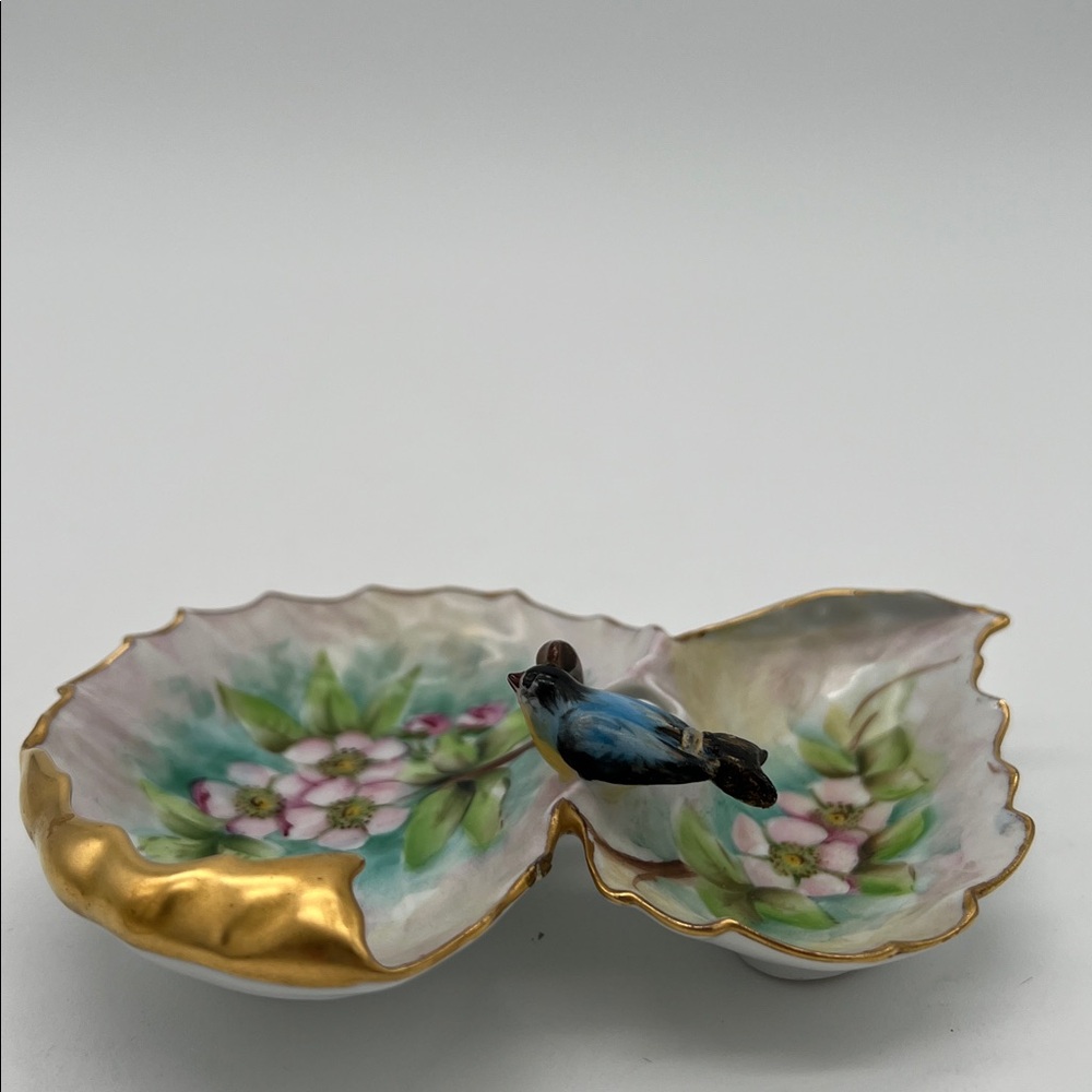 Vintage M.C.E. Peterson Signed Hand-Painted Lusterware Floral Porcelain Dish - Picture 2 of 9
